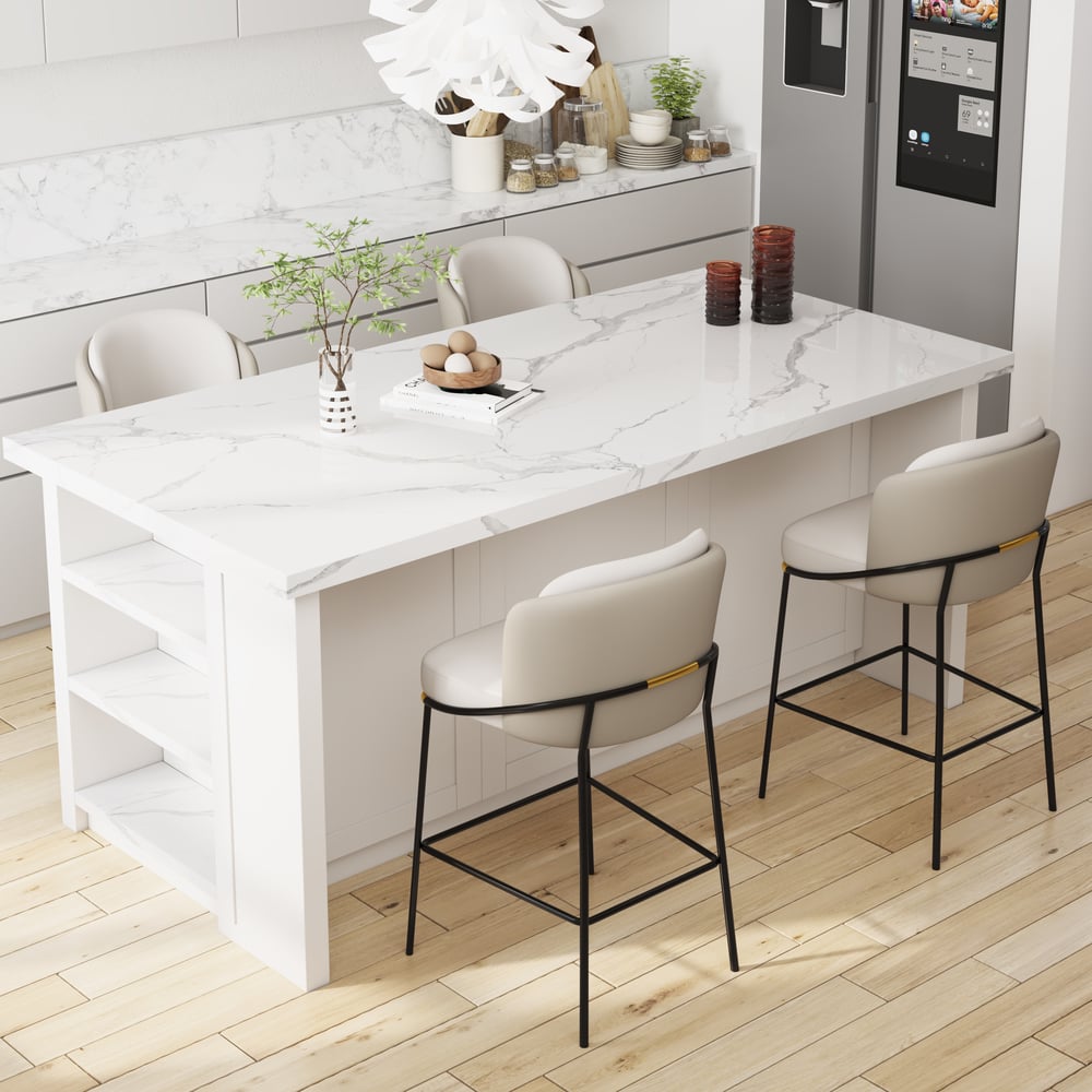 Questions and Answers for Modern PU Leather Breakfast Bar Stool Gray with Back & Footrest