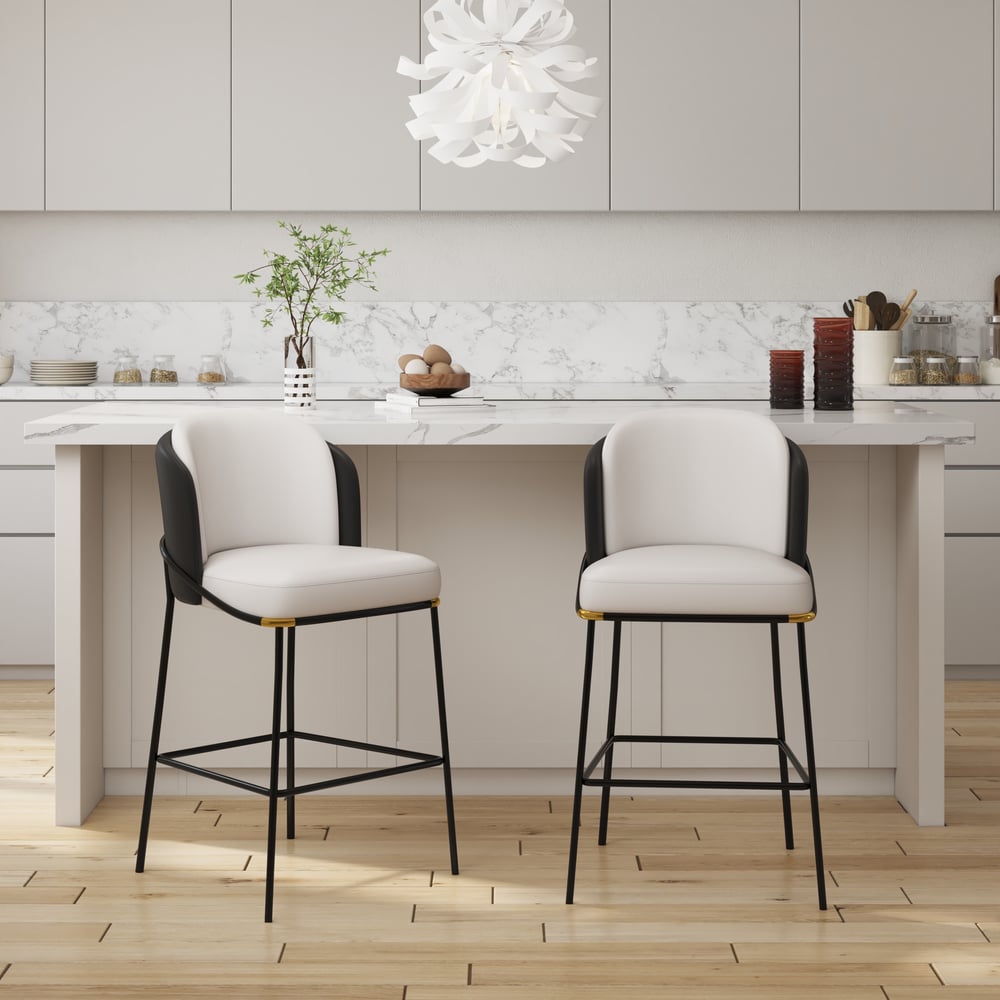 Questions and Answers for Modern PU Leather Bar Stool Black with Back & Footrest