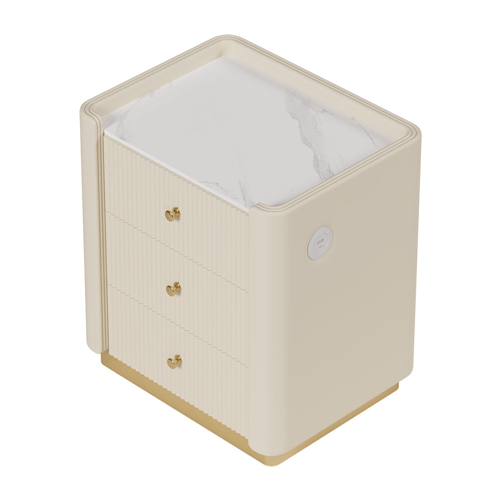 King Size Upholstered Bed Frame Polished Gold & Faux Leather Headboard & Nightstands Set King Size Upholstered Bed Frame Polished Gold & Faux Leather Headboard & Nightstands Set window image