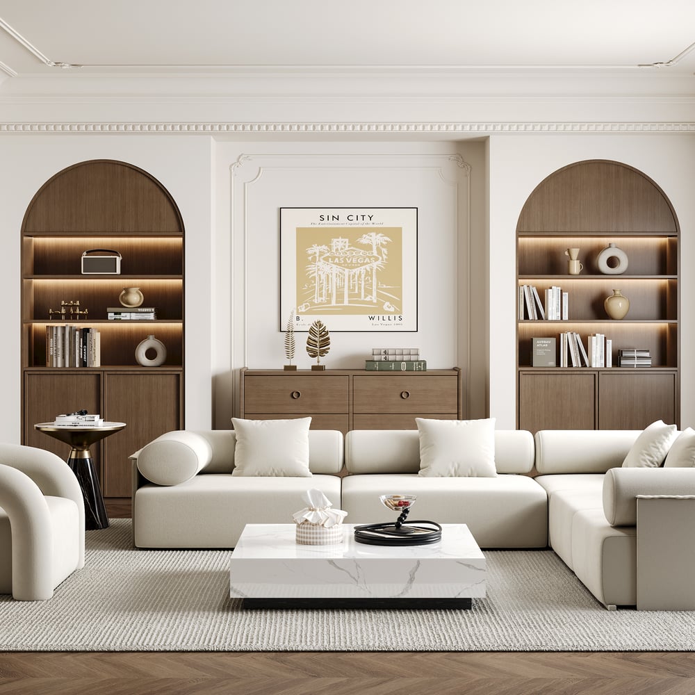 Avis Clients sur Table basse carrée en blocs de pierre frittée de 1000 mm avec base en bois