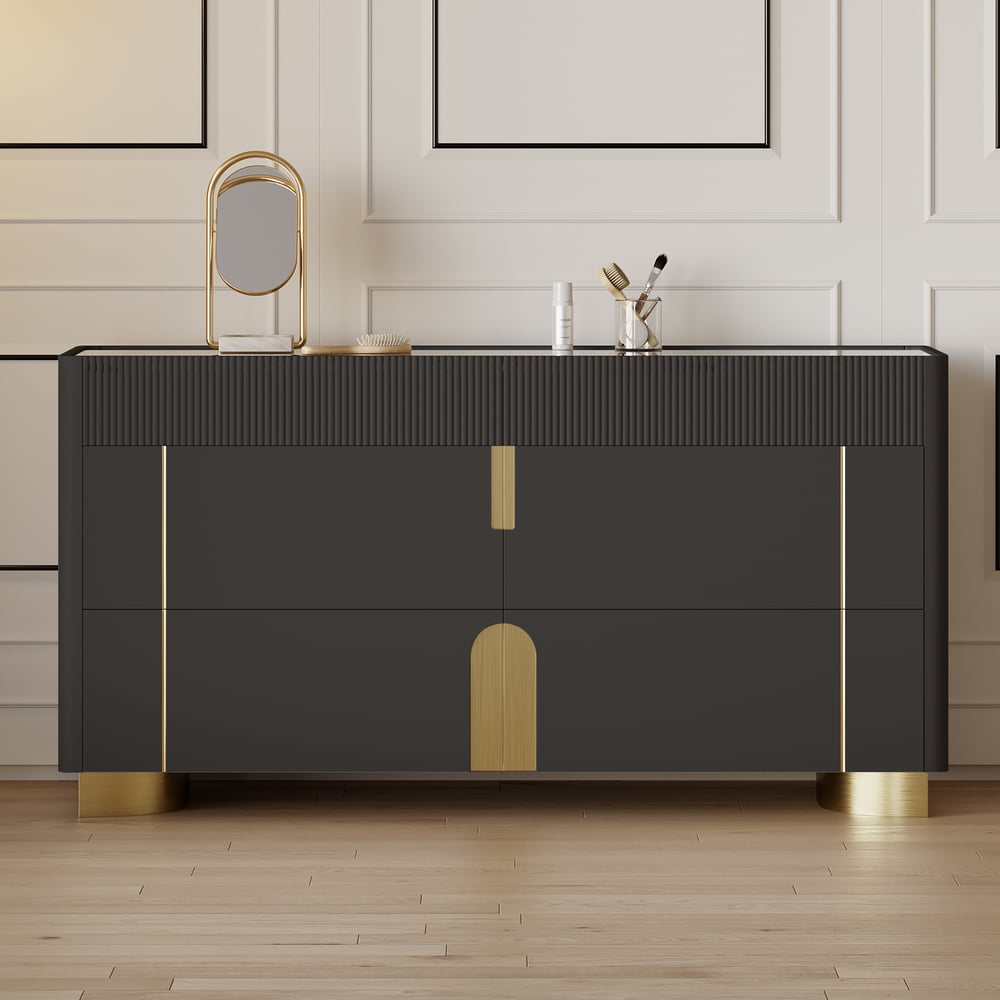 Avis Clients sur Artus 1500mm Commode à 6 Tiroirs Plateau en Verre îlot avec Présentoir à Bijoux