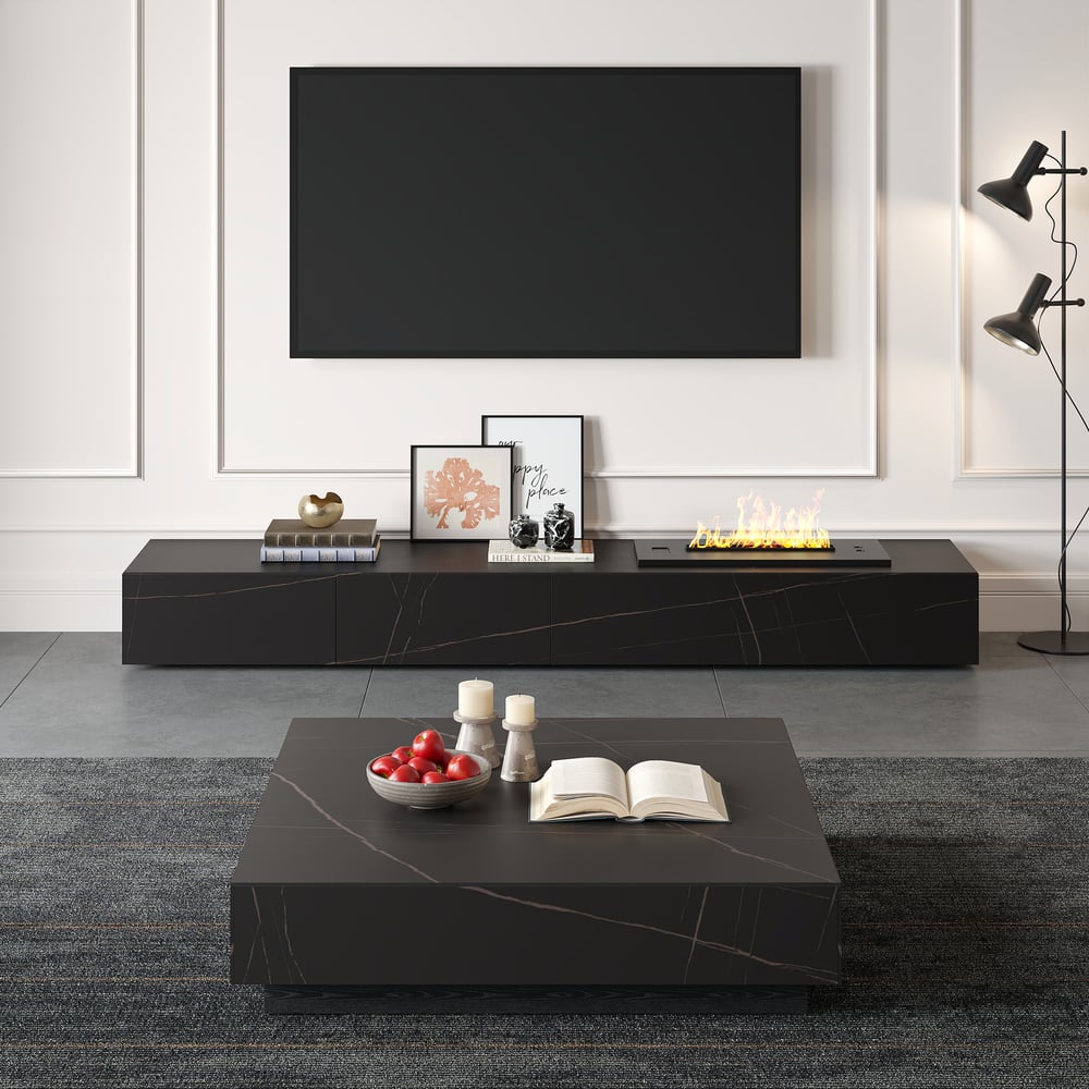 Questions and Answers for TV cabinet with electric fireplace in sintered stone sheet of 200 cm in black