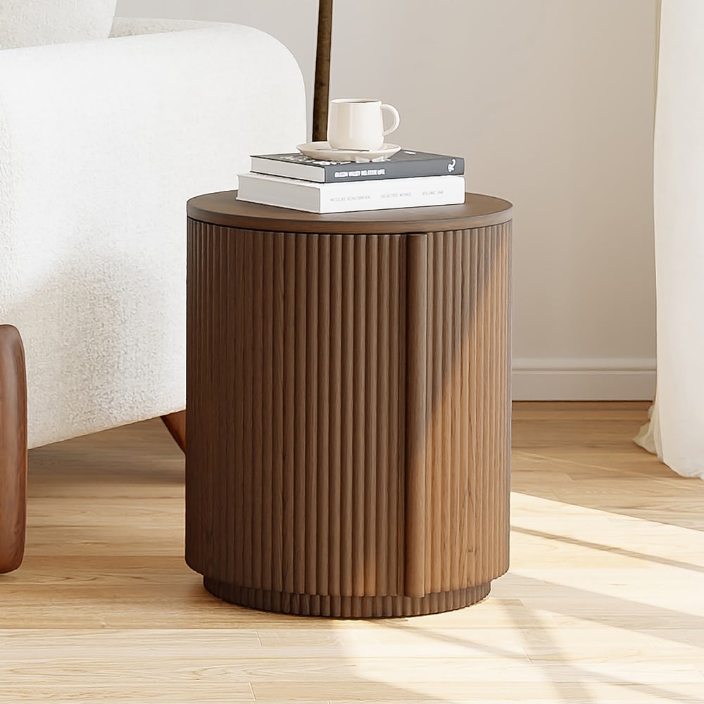 Domande e risposte per Tavolino rotondo in compensato di noce scanalato con contenitore