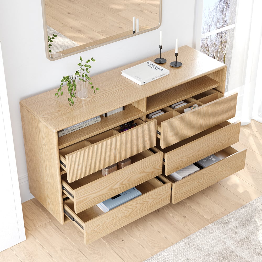 Questions and Answers for 1200mm Modern 6-Drawer Wood Dresser with Shelves