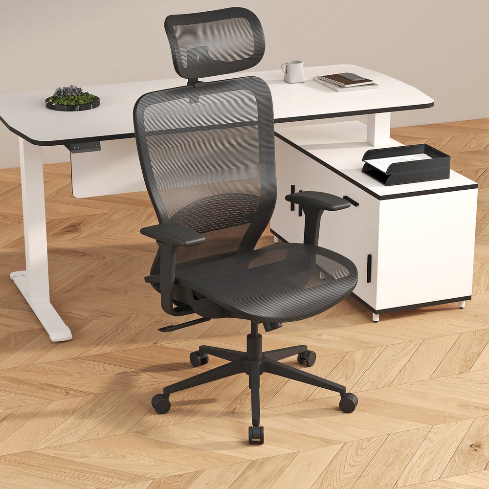 Perguntas e respostas para Cadeira de mesa de escritório preta ergonômica ajustável com encosto alto