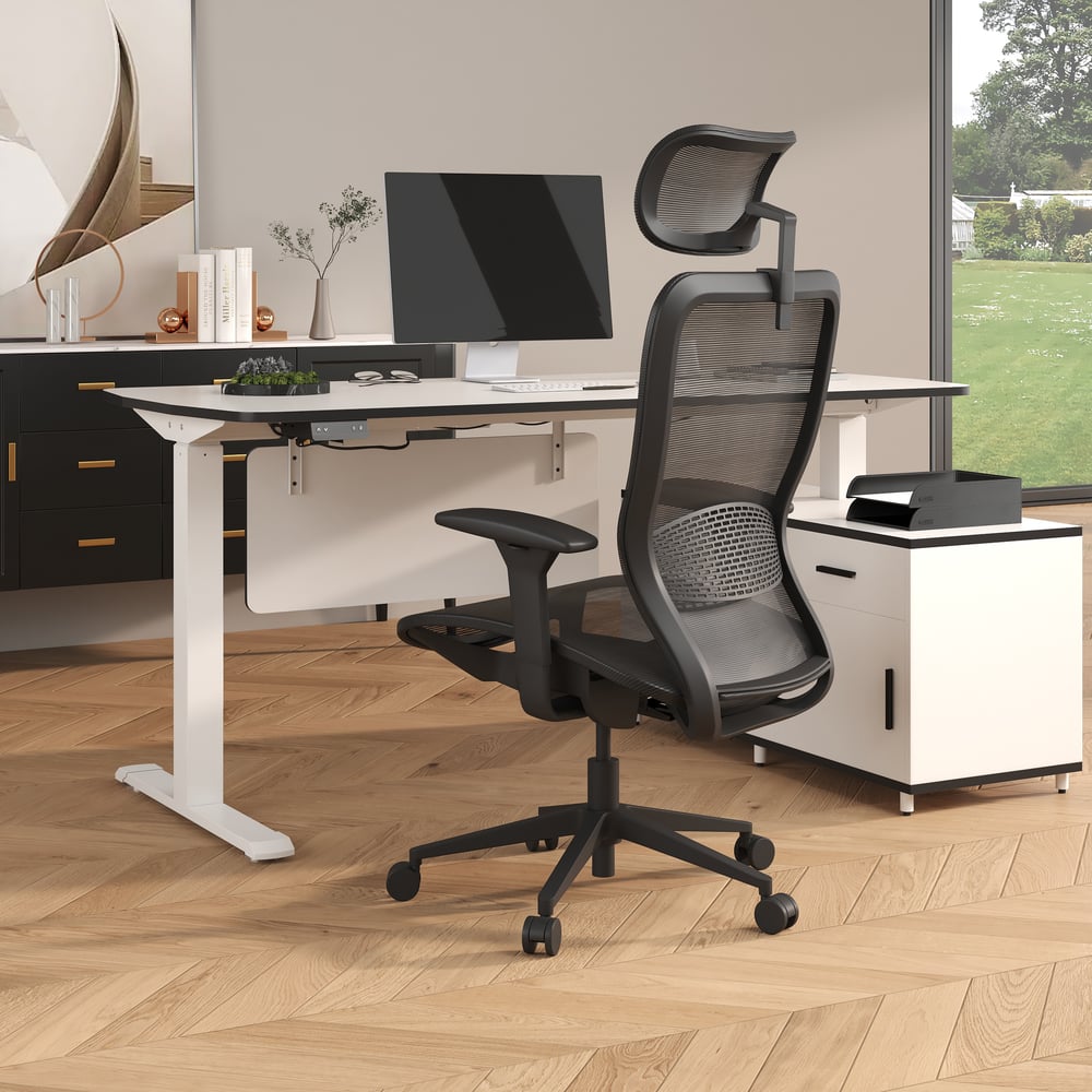 Perguntas e respostas para Cadeira de mesa de escritório preta ergonômica ajustável com encosto alto