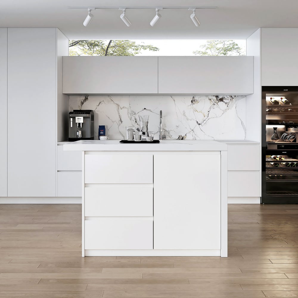 Questions and Answers for 50" Modern Style Laminate Kitchen Islands with Ample Storage Space White