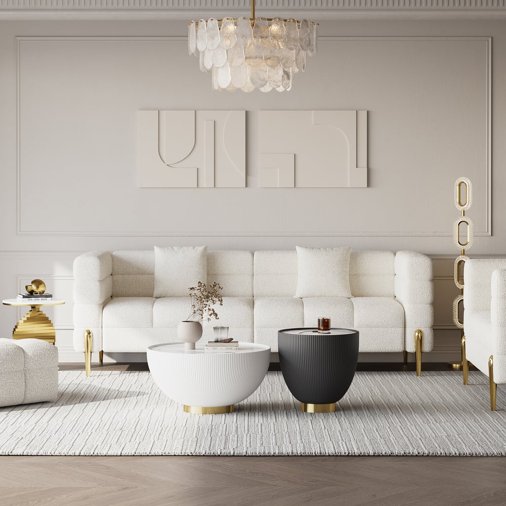 Questions et Réponses pour Ensemble de table basse ronde en cuir fritté avec tambour (500 mm-700 mm)