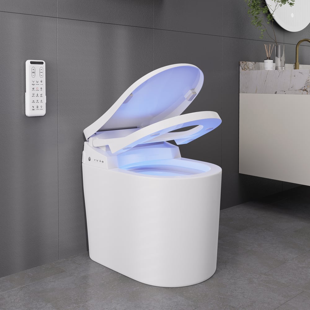 Avis Clients sur Toilette intelligente de petite taille Toilette automatique monobloc allongée montée au sol autonettoyage