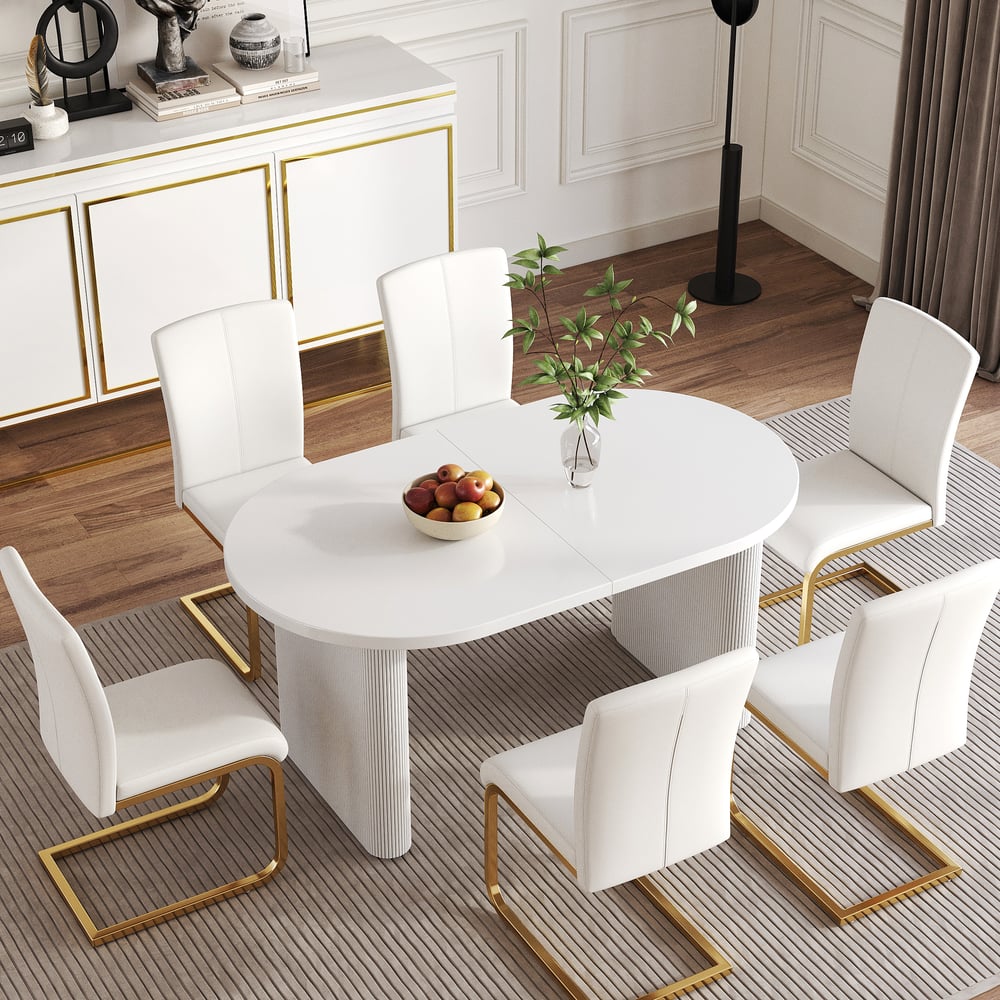 Avis Clients sur Table de salle à manger ovale extensible blanche Fluve 1600 mm à 2000 mm Butterfly Leaf pour 4 à 6 personnes