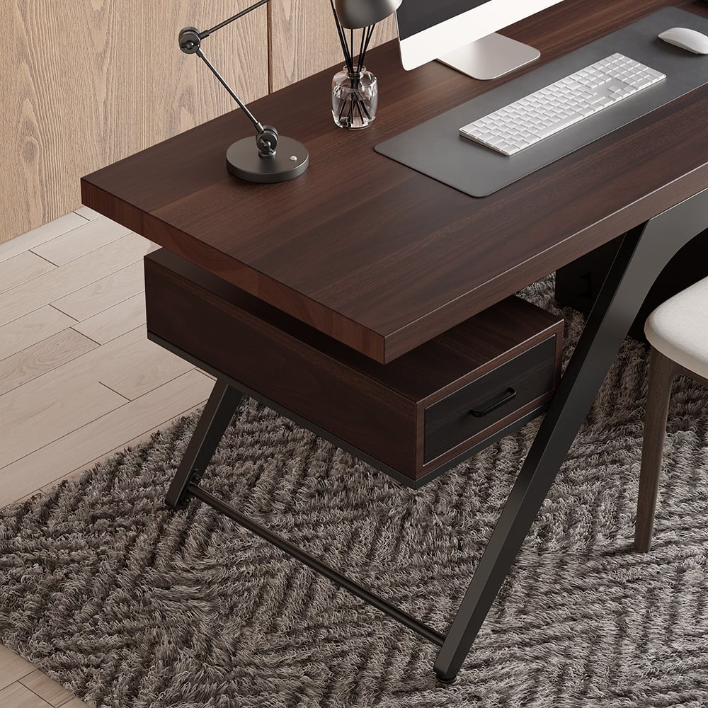 Avis Clients sur Bureau d'ordinateur de bureau avec tiroirs, mobilier de maison et de bureau noir (1500 mm)