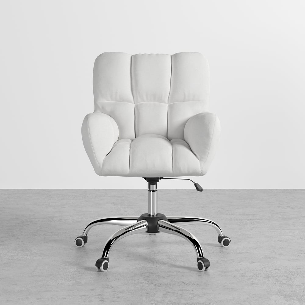 Questions and Answers for Modern White Office Chair Upholstered Cotton & Linen Swivel Task Chair Height Adjustable