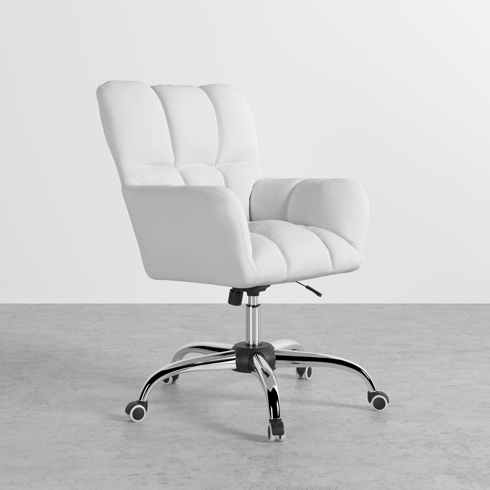 Questions and Answers for Modern White Office Chair Upholstered Cotton & Linen Swivel Task Chair Height Adjustable