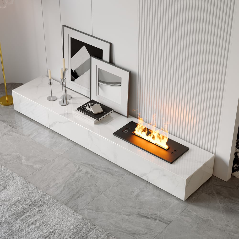 Domande e risposte per Moderno caminetto basso TV da 2000 mm con 2 cassetti in marmo artificiale bianco