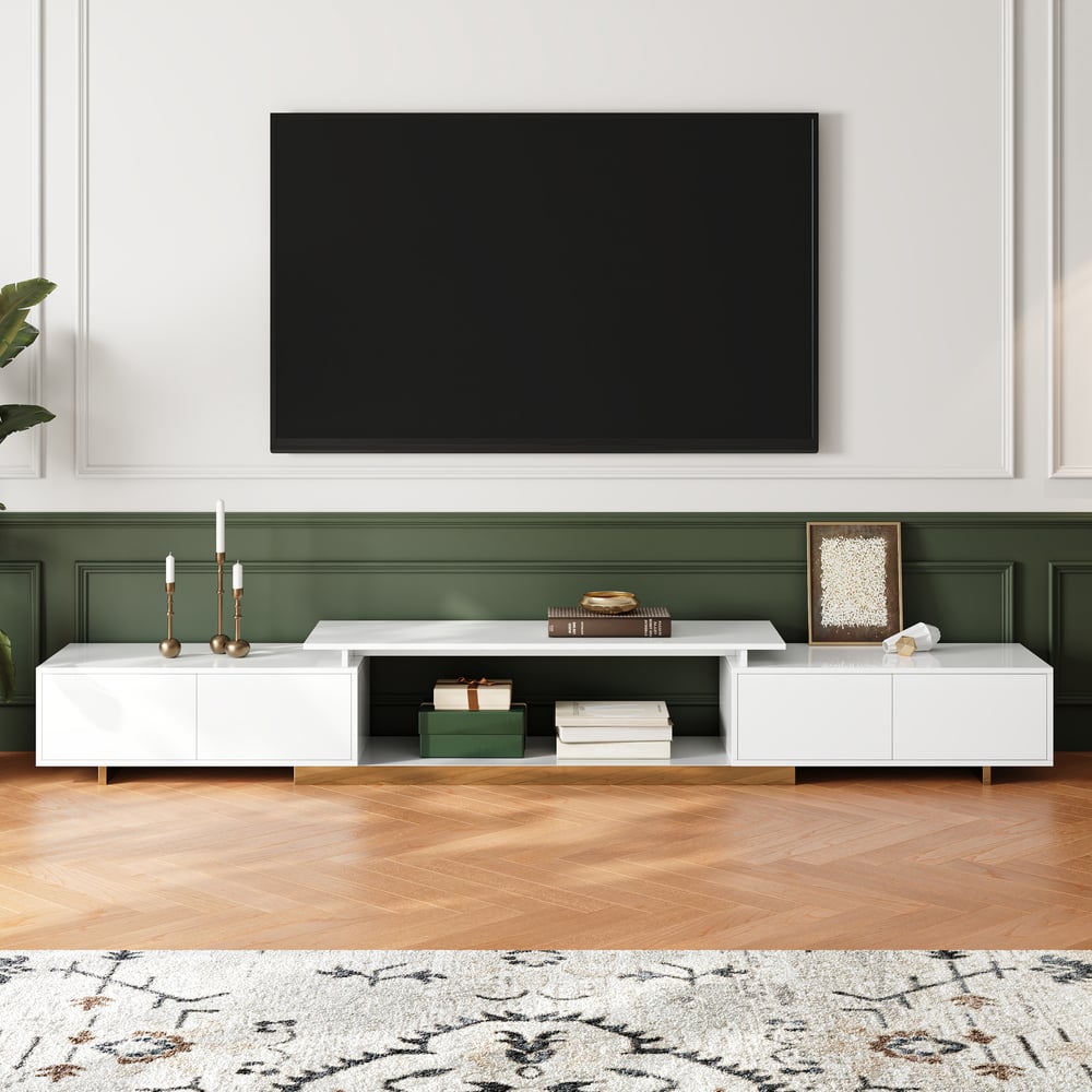 Otázky a odpovědi pro Televizní skříňka Mordelle rozšiřitelná od 160 cm do 240 cm v bílé barvě