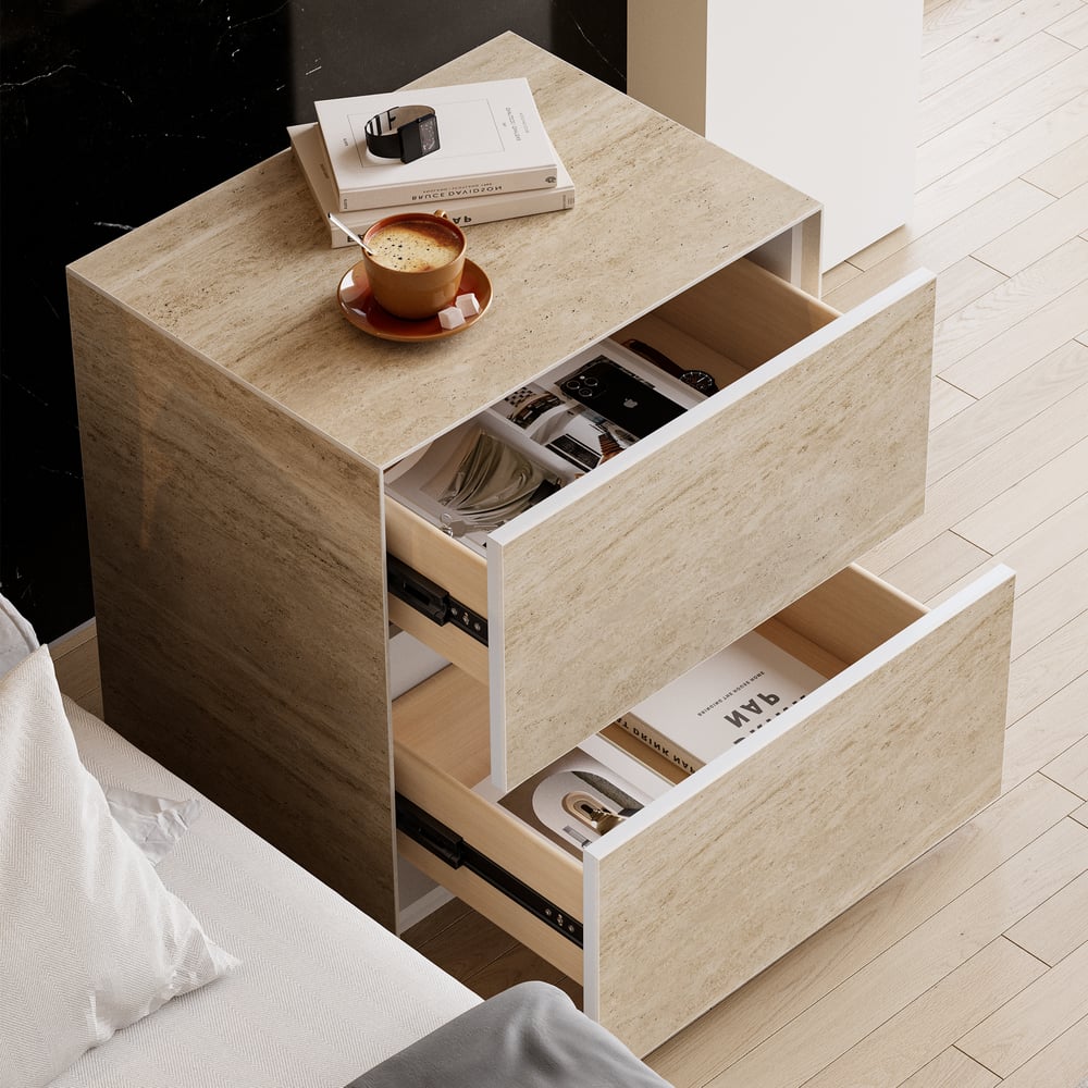 Customer Reviews for 600mm Travertine 2-Drawer Nightstand