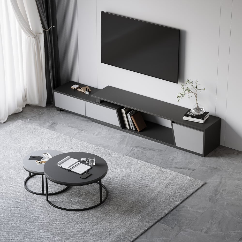 Recensioni dei clienti per Set credenza e tavolino da caffè Fero TV, allungabile da 1800 mm a 2400 mm