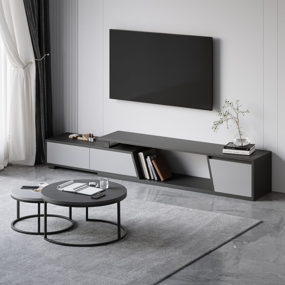Customer Reviews for Fero Extendable Gray TV Stand & Nesting Coffee Table Set