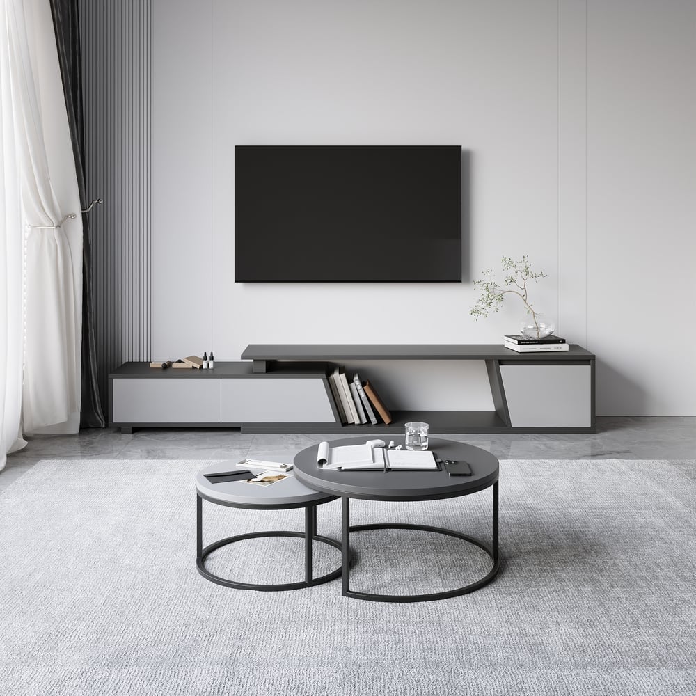 Recensioni dei clienti per Set credenza e tavolino da caffè Fero TV, allungabile da 1800 mm a 2400 mm