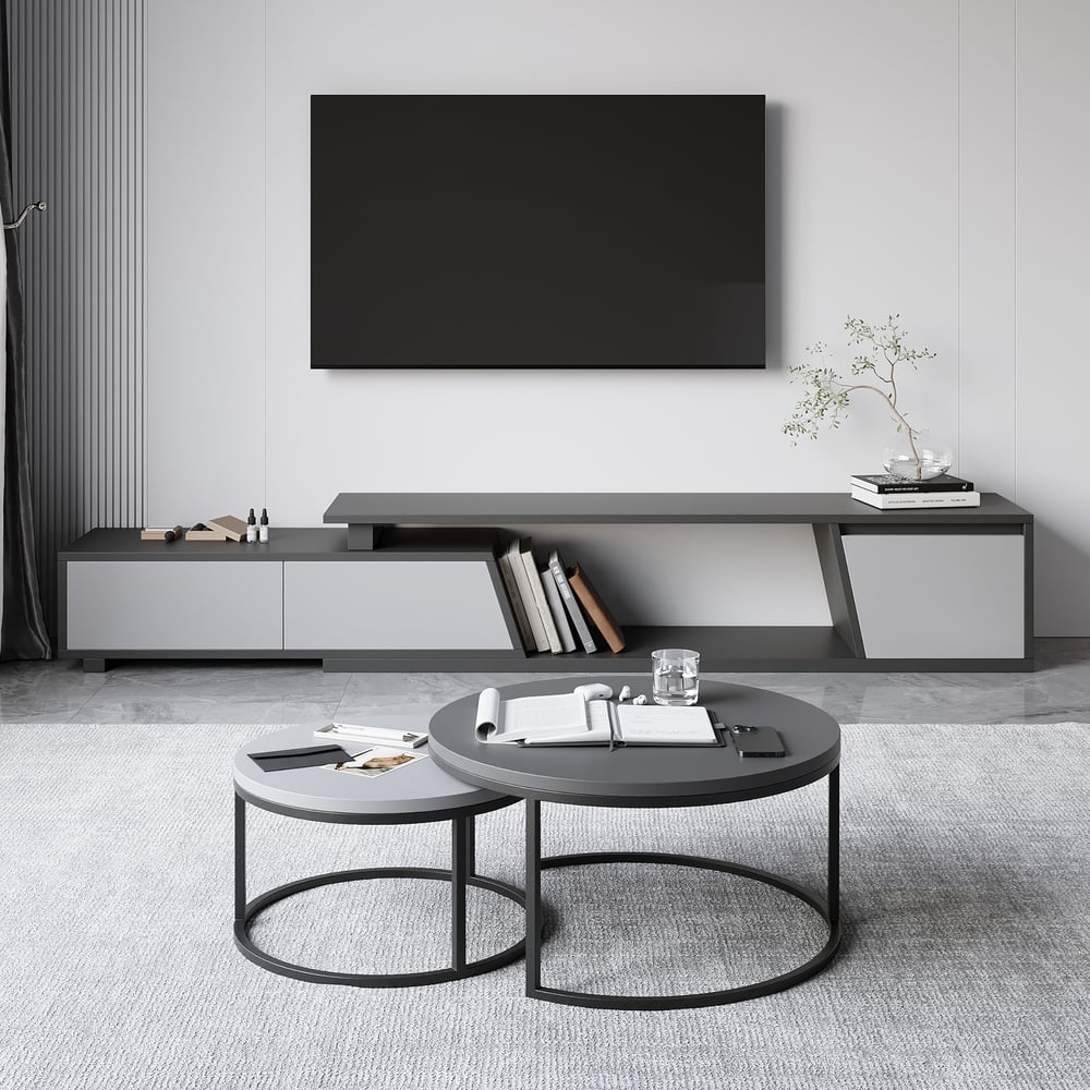 Customer Reviews for Fero Extendable Gray TV Stand & Nesting Coffee Table Set
