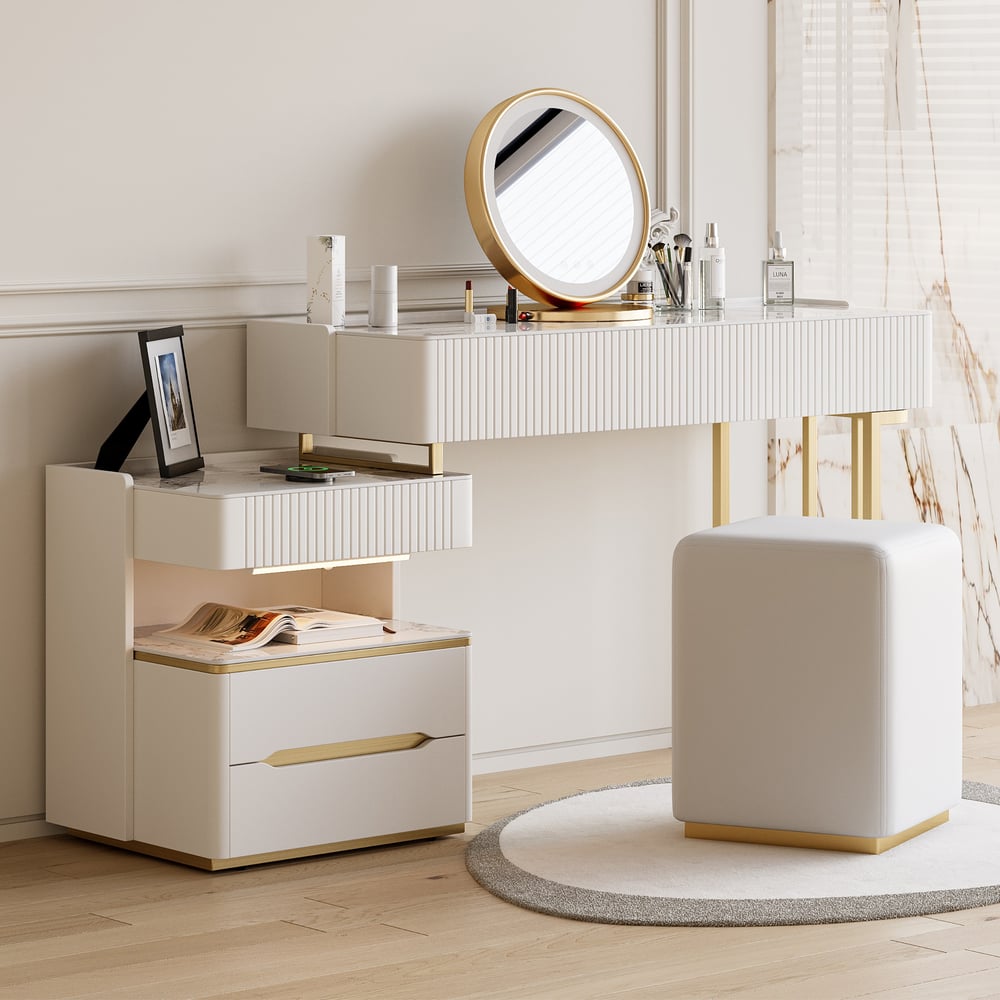 Klantrecensies voor Vailora moderne make-upmake-upset met oplaadstation, verlichting en Bluetooth-luidsprekers