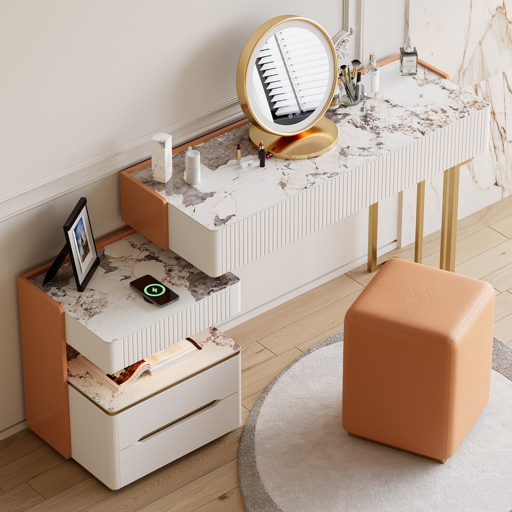 Customer Reviews for Vailora Modern Makeup Vanity Set with Charging Station Light Bluetooth Speakers