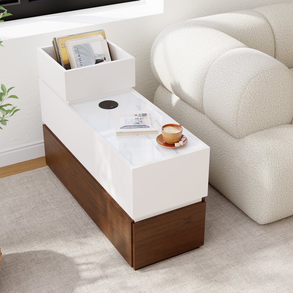 Customer Reviews for Sintered Stone Top Narrow Smart Side Table with Storage