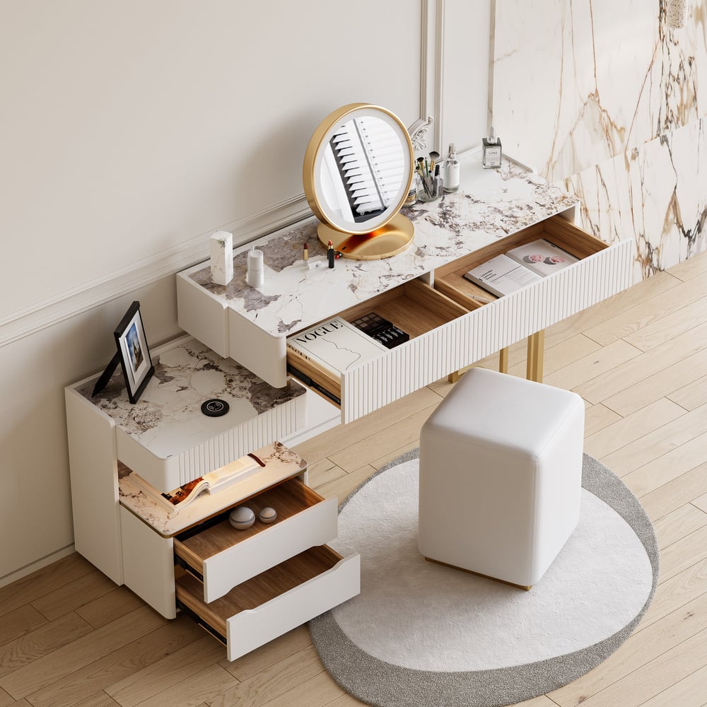 Klantrecensies voor Vailora moderne make-upmake-upset met oplaadstation, verlichting en Bluetooth-luidsprekers