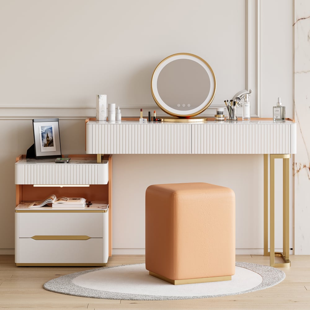 Customer Reviews for Vailora Modern Makeup Vanity Set with Charging Station Light Bluetooth Speakers