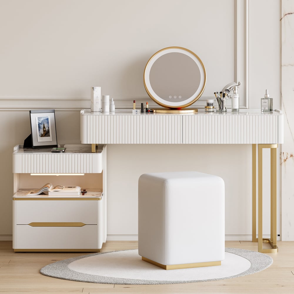 Klantrecensies voor Vailora moderne make-upmake-upset met oplaadstation, verlichting en Bluetooth-luidsprekers