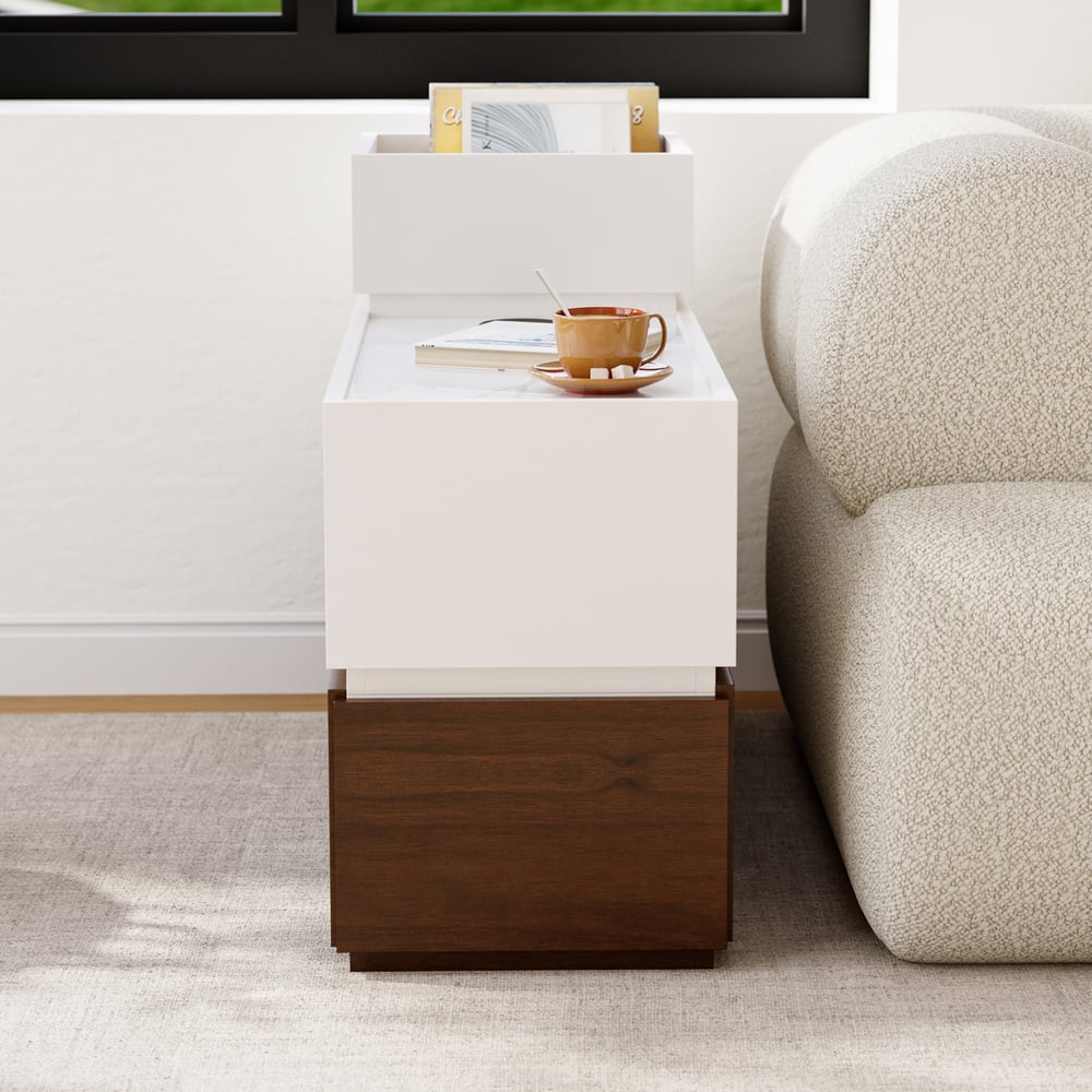 Customer Reviews for Sintered Stone Top Narrow Smart Side Table with Storage