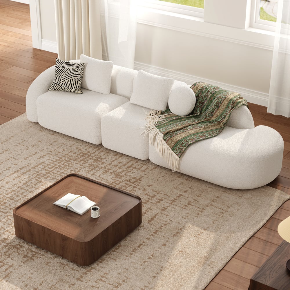 Questions and Answers for 129" 3-Piece Modular Boucle Curved Sectional with Pillows