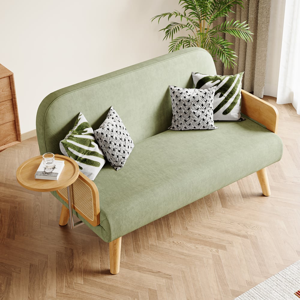 Avis Clients sur Canapé-lit complet en rotin moderne du milieu du siècle, canapé-lit convertible, chaise longue pliante