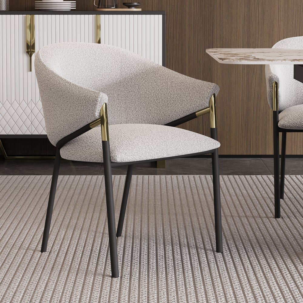 Questions et Réponses pour Ensemble de 2 chaises de salle à manger modernes en chenille, blanches et grises