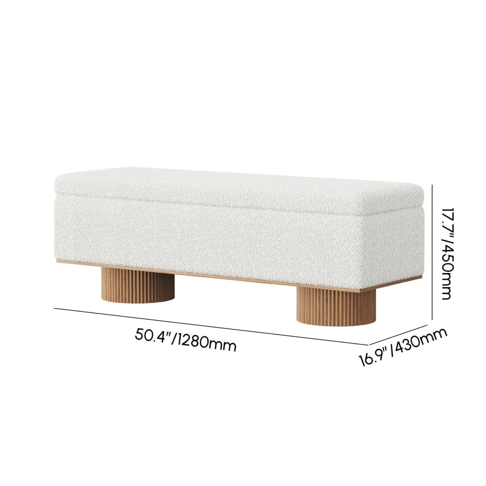 Teddy Fabric Fluffy Faux Fur Flip Top Wood Storage Bench weights dimensions image