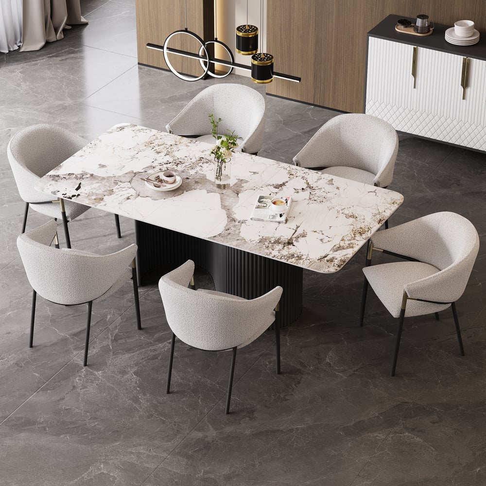 Questions et Réponses pour Ensemble de 2 chaises de salle à manger modernes en chenille, blanches et grises