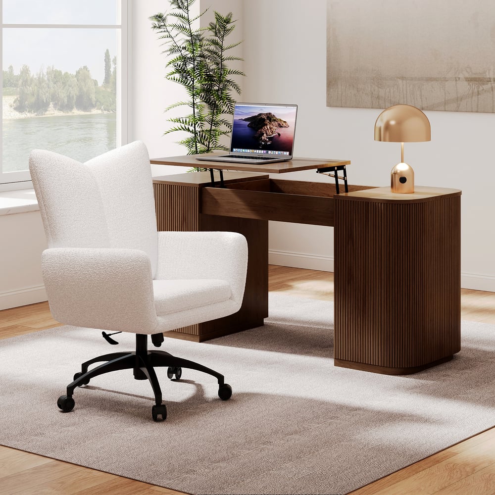 Questions and Answers for Modern Boucle Adjustable High Back Office Chair in White