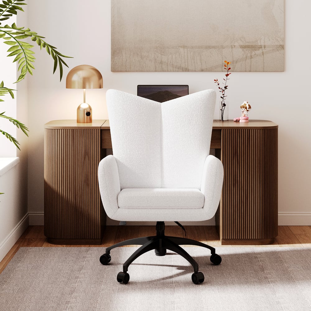 Questions and Answers for Modern Boucle Adjustable High Back Office Chair in White