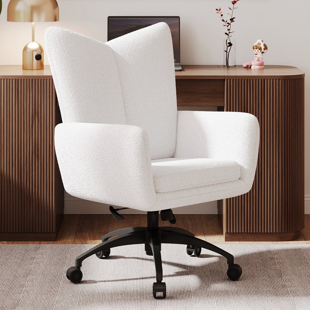 Questions and Answers for Modern Boucle Adjustable High Back Office Chair in White