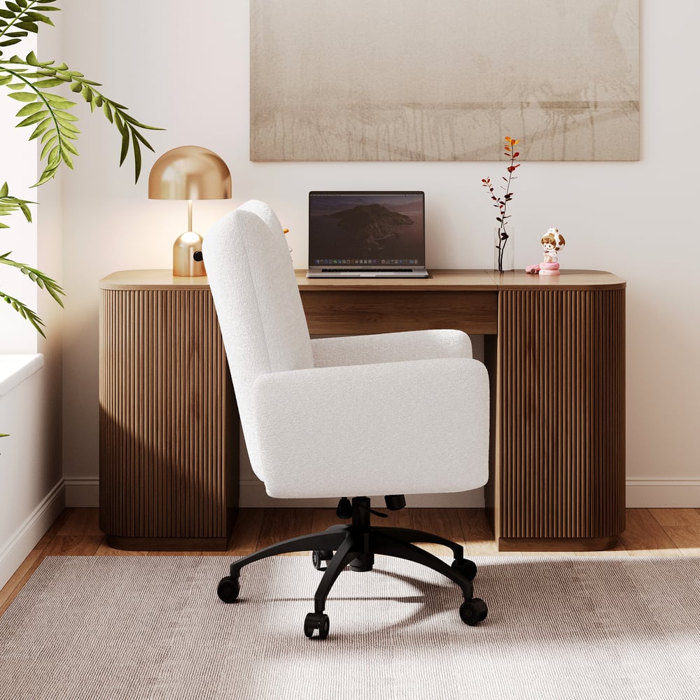 Questions and Answers for Modern Boucle Adjustable High Back Office Chair in White