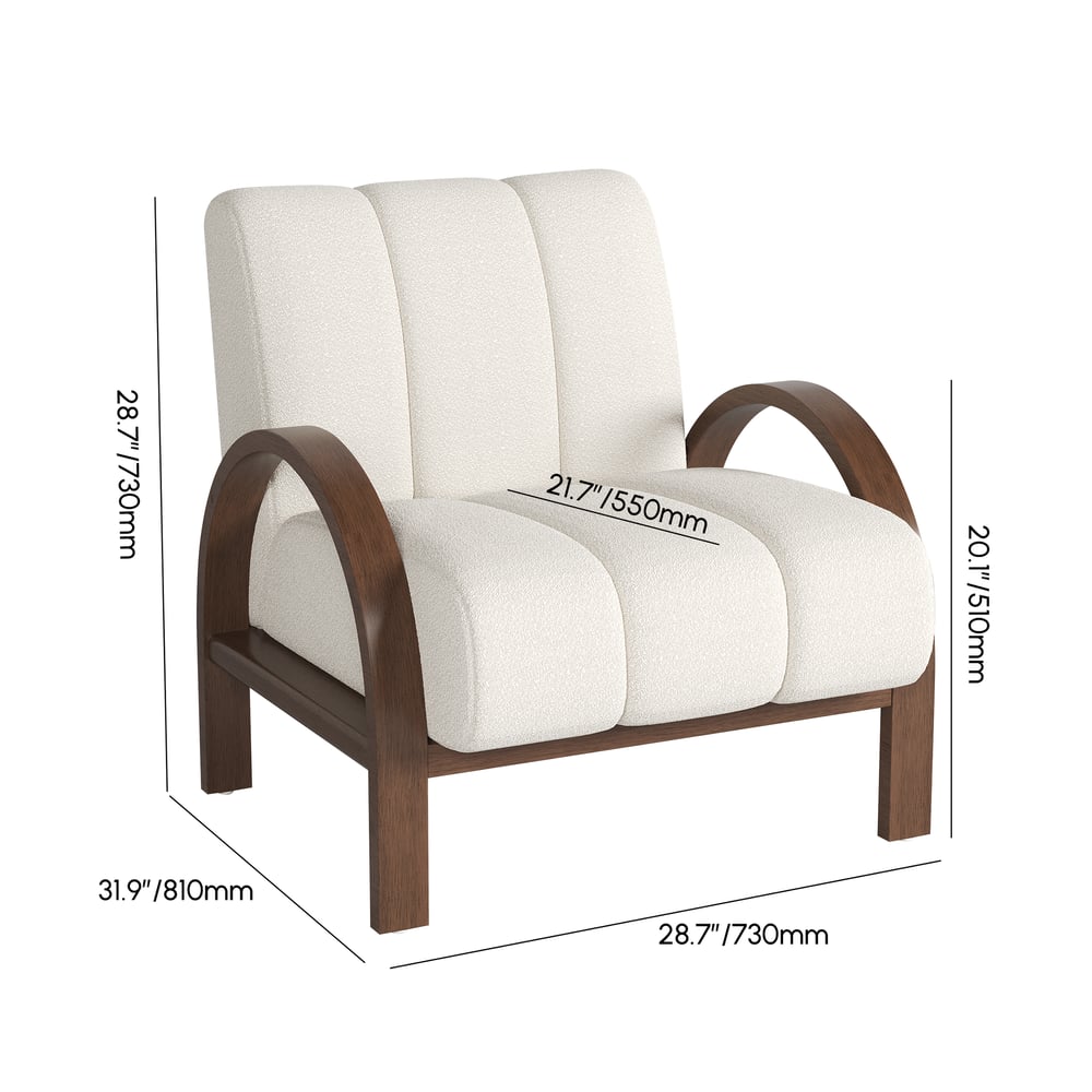 Boucle Ash Wood Accent Chair weights dimensions image