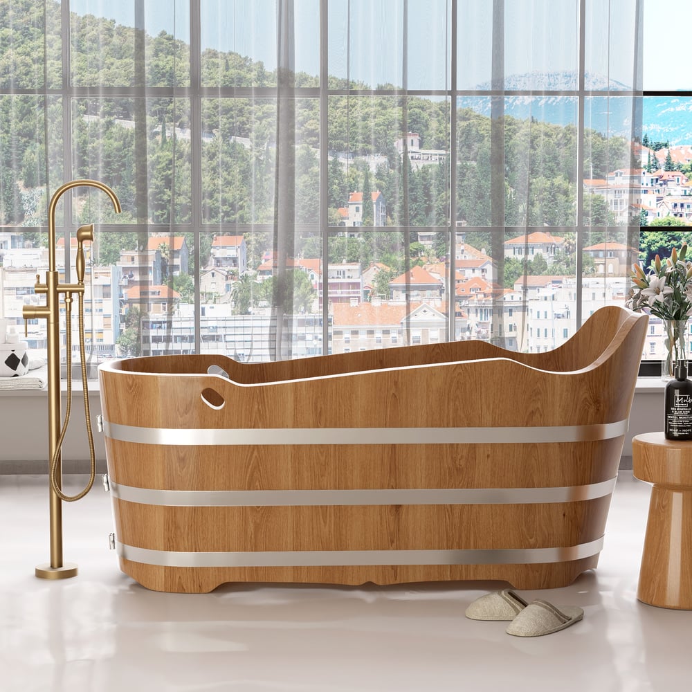 Questions and Answers for 1510mm Japanese Oak Wood Soaking Bath Freestanding Modern Natural Bathtub