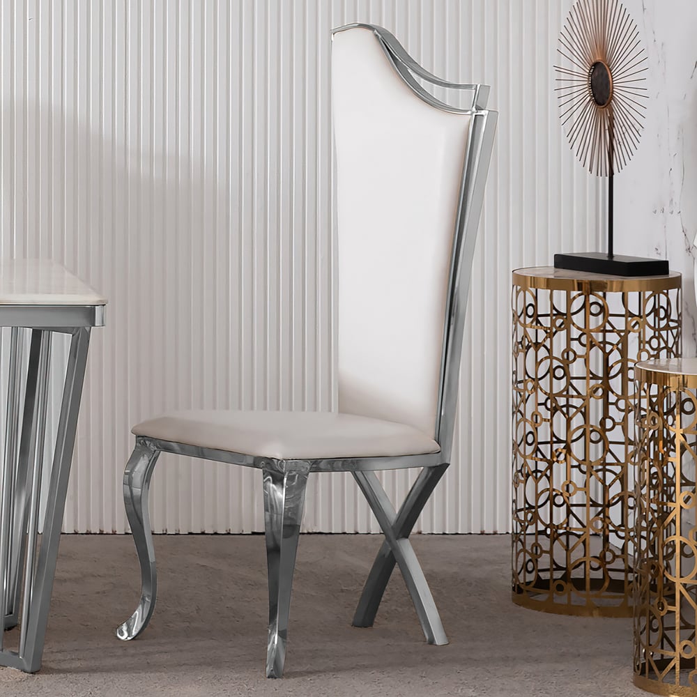 Questions and Answers for Modern White Upholstered Dining Chairs Set of 2 High Back Side Chair Silver Legs