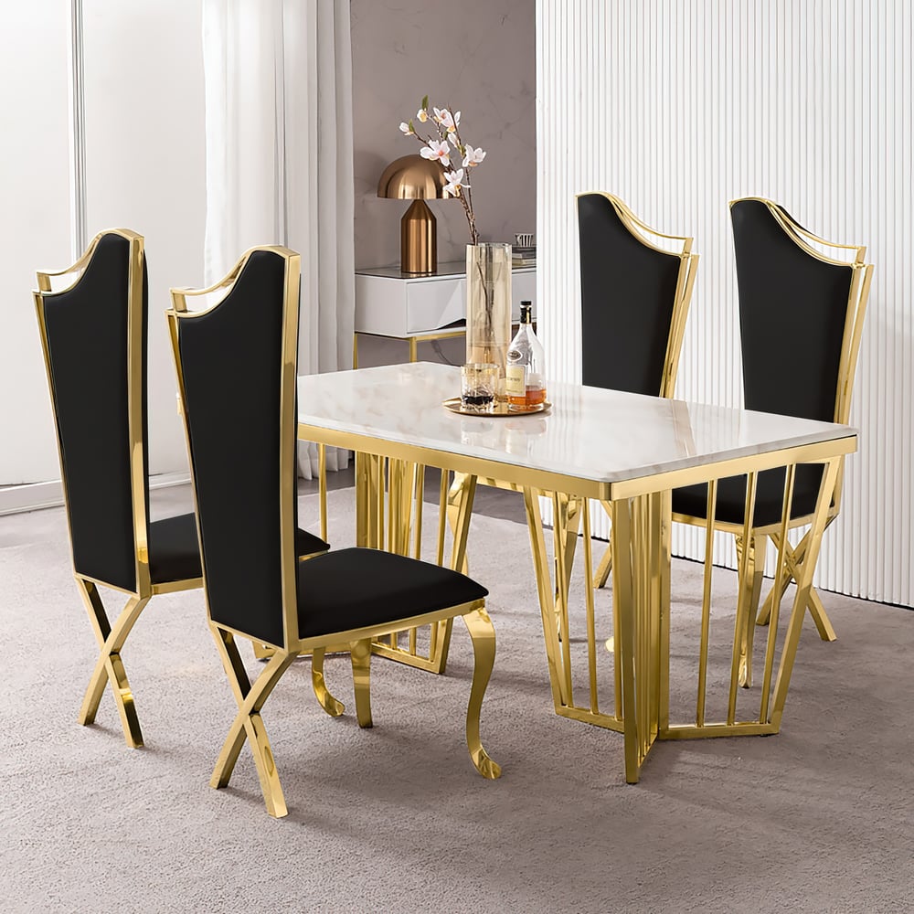 Questions and Answers for Black Upholstered Dining Chairs Set of 2 High Back Side Chair Stainless Steel Legs