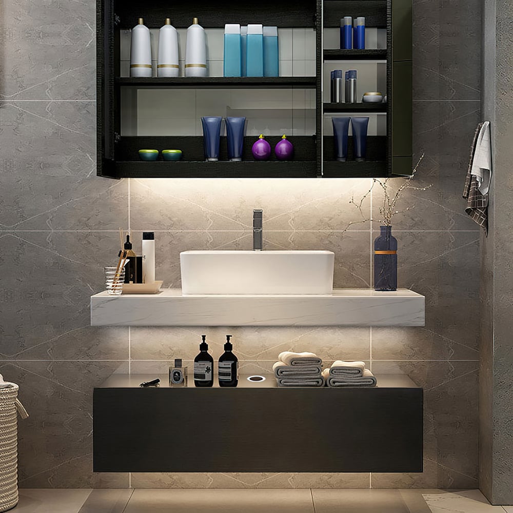 Questions and Answers for 1000mm Modern Floating Bathroom Vanity Set With Single Basin White and Black