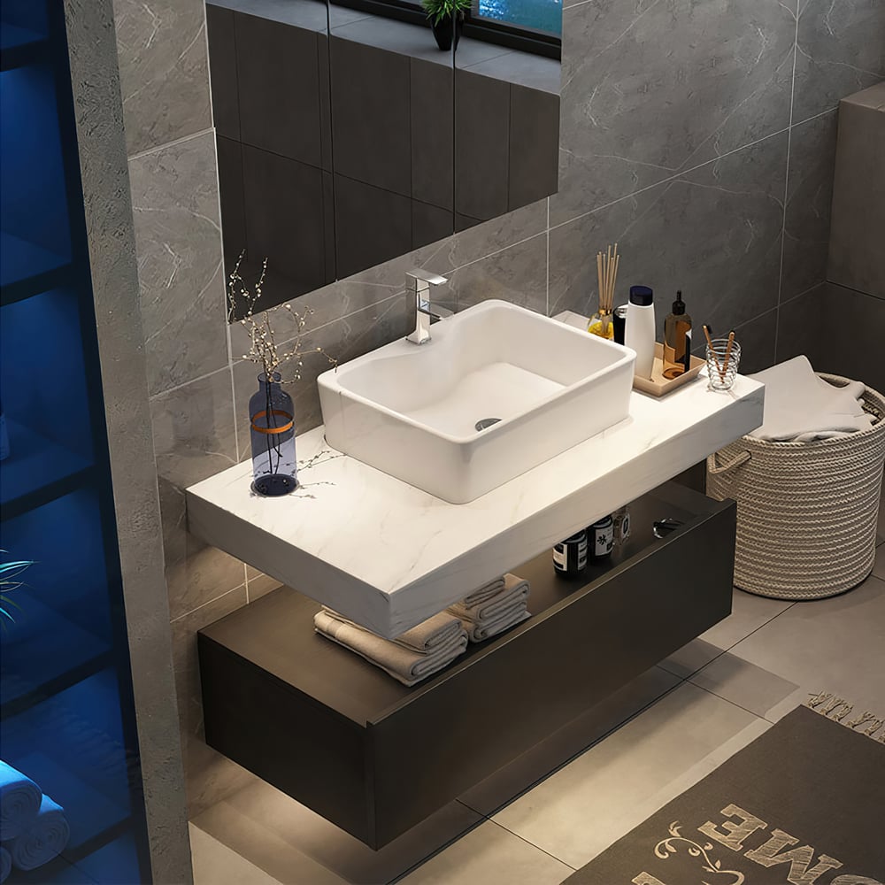 Questions and Answers for 1000mm Modern Floating Bathroom Vanity Set With Single Basin White and Black