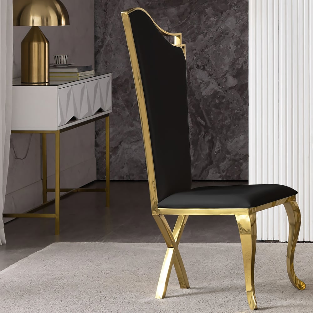 Questions and Answers for Black Upholstered Dining Chairs Set of 2 High Back Side Chair Stainless Steel Legs