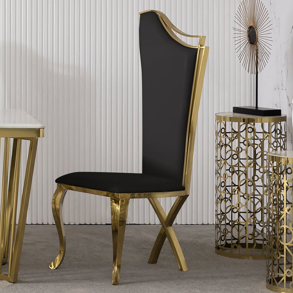 Questions and Answers for Black Upholstered Dining Chairs Set of 2 High Back Side Chair Stainless Steel Legs