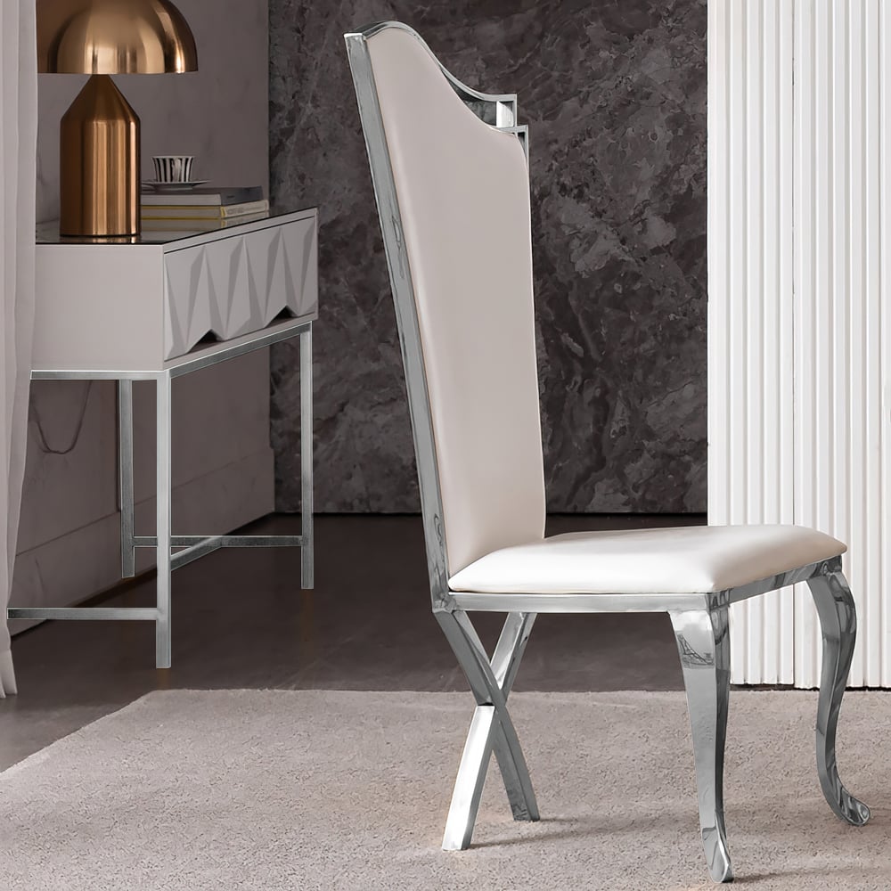 Questions and Answers for Modern White Upholstered Dining Chairs Set of 2 High Back Side Chair Silver Legs