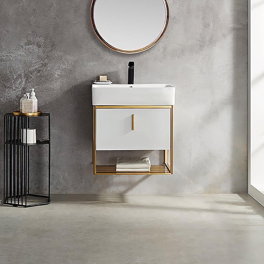 Questions and Answers for 600mm Modern White Floating Bathroom Vanity Drawer & Shelf Integral Single Ceramic Basin